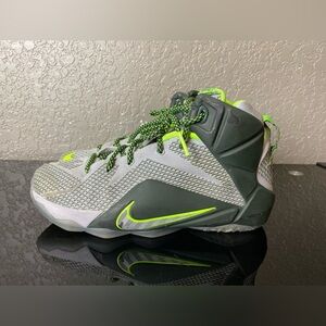 Nike Mens LeBron 12 XII Dunkman Dunk Force Size 6.5 Grey Green 684593-001